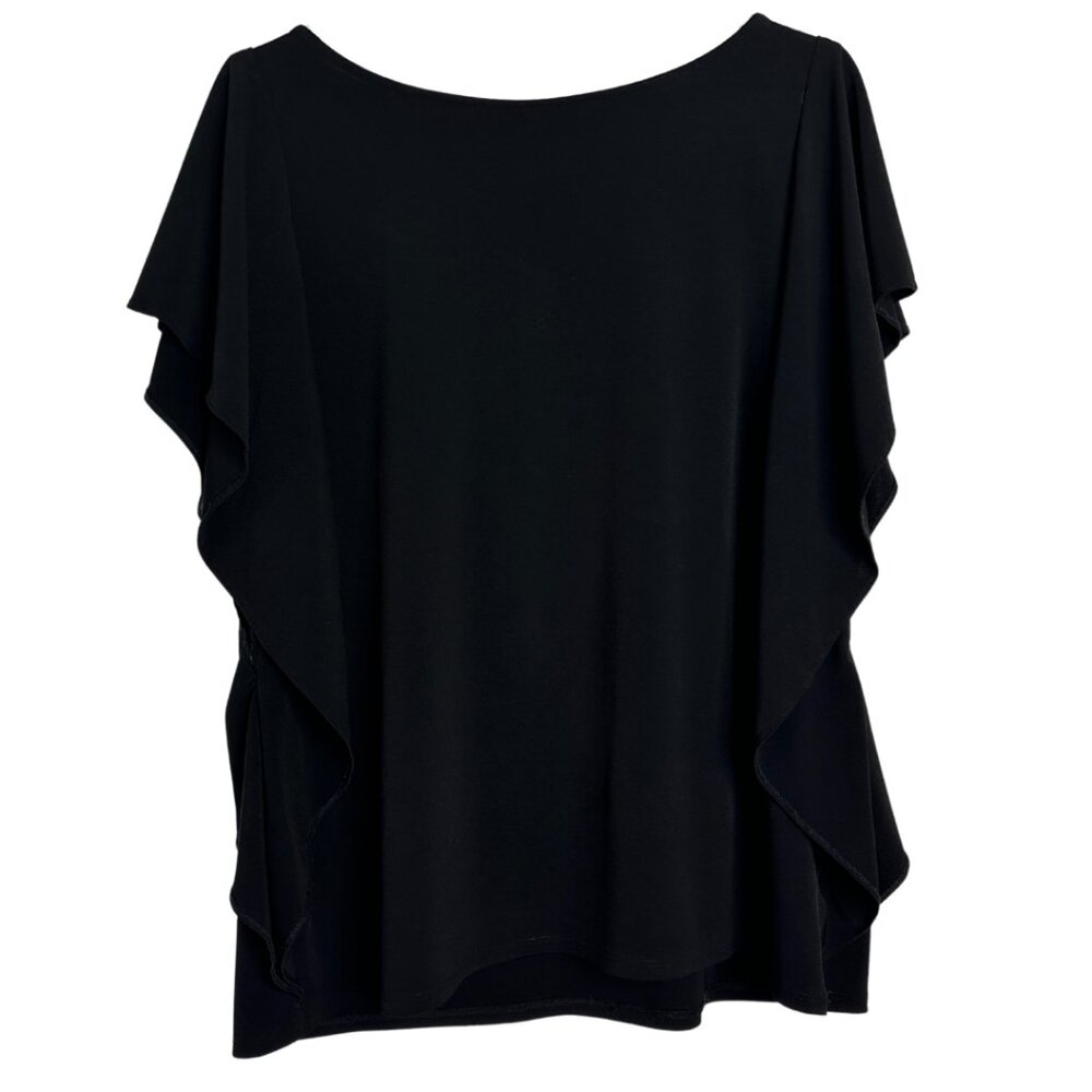 Liz Claiborne Black Sleeveless Ruffle Side Blouse | Womens XL